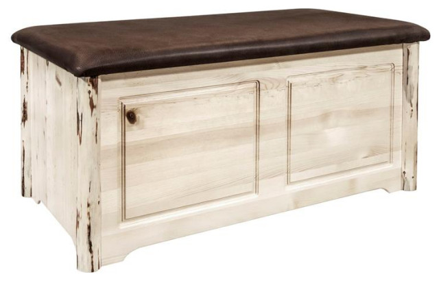 Montana Woodworks Small Handcrafted Solid Pine Wood Blanket Chest in Natural
