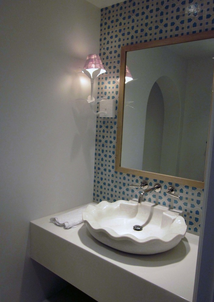 Inspiration for a transitional powder room remodel in Orange County