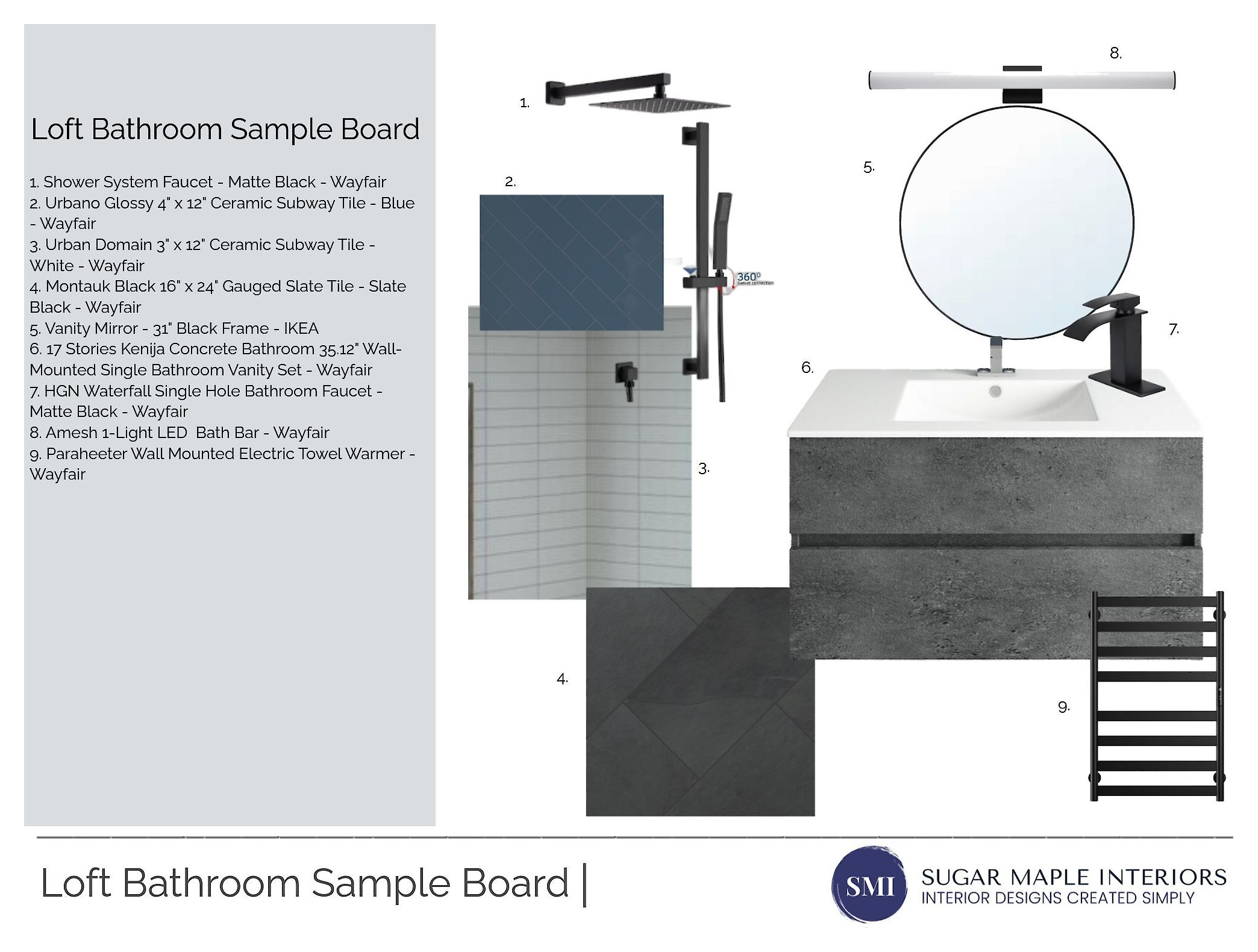 Bathroom Sample Board