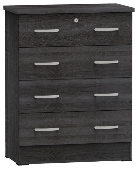 Better Home Products Cindy 4 Drawer Chest Wooden Dresser with Lock in