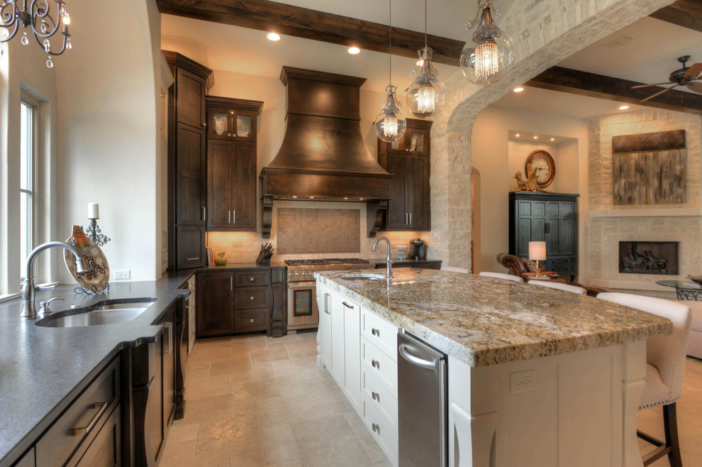 Example of a transitional kitchen design in Austin
