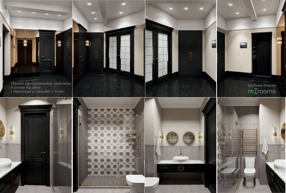 Дизайн двух уровневой квартиры в стиле Ар деко