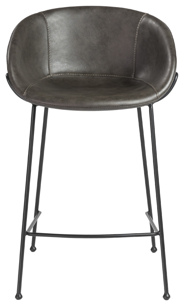 Zach Stools, Set of 2, Dark Gray Leatherette, Counter Height