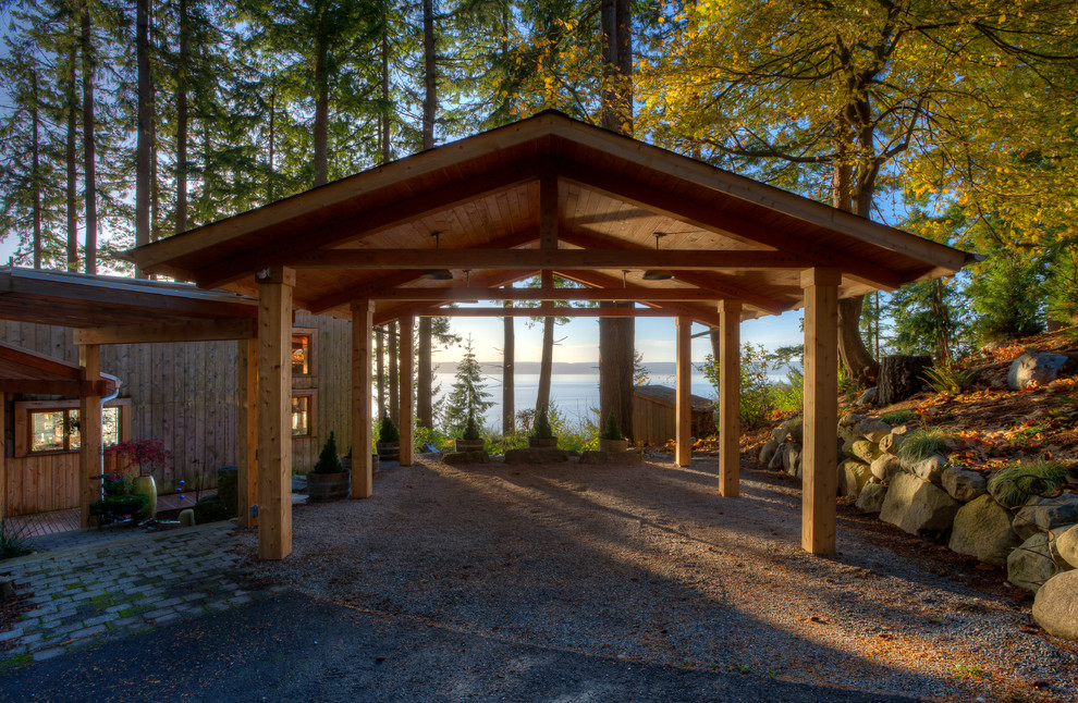 Design ideas for a beach style garage in Seattle.