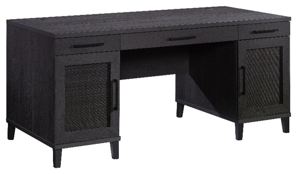 Sauder Tiffin Line Engineered Wood Executive Desk in Raven Oak