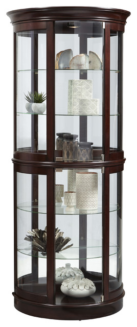 Shop Houzz | Pulaski Large Cherry Half Round Glass Curio ...