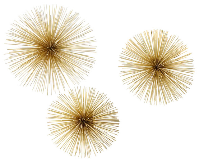 Two's Company 3-Piece Set Gold Starburst Decorative Accent
