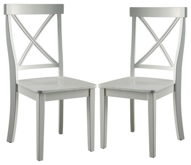 Bowery Hill 18" Transitional Wood Dining Chair in White (Set of 2