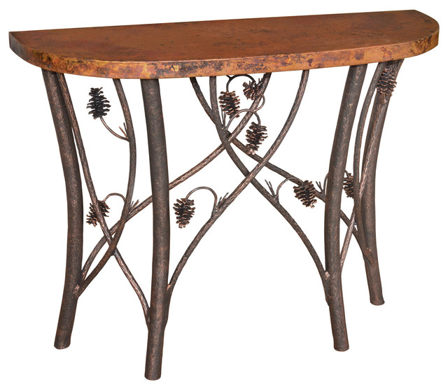 Piney Woods Half Moon Console With Copper Top