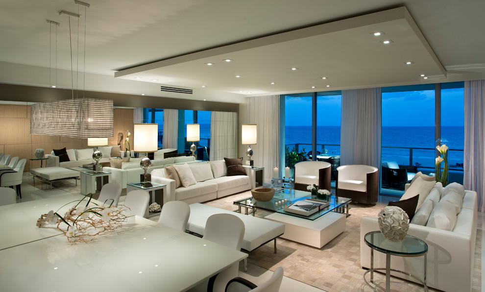 Inspiration for a contemporary formal open concept living room in Miami.