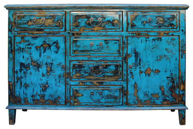 Sideboard Buffet Cabinet Console Rustic Vintage Credenza Large Cherry Finish