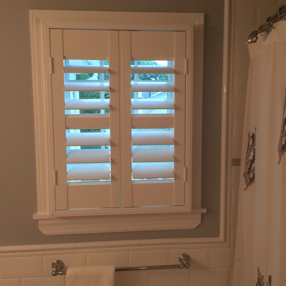 Marquis plantation shutters by Lafayette. Using wood outside mount L-frame to cr