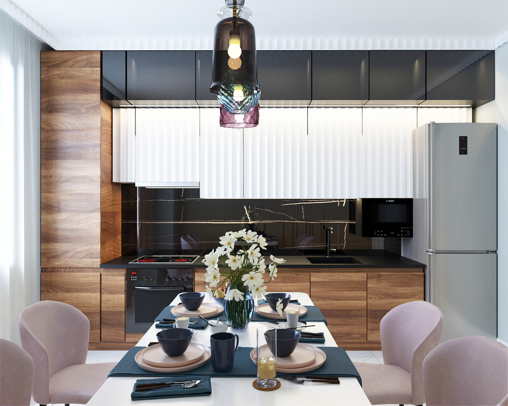 Гостиная и кухня в доме, г. Уфа, 2020 г.