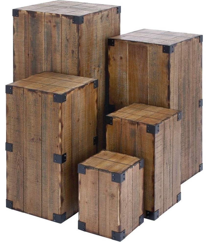 Pedestal with Cuboid Blocks and Defined Edges - Set of 5