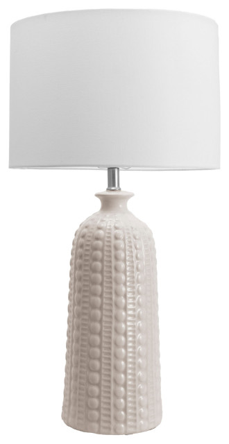 30" Polona Ceramic Linen Shade Table Lamp, Cream