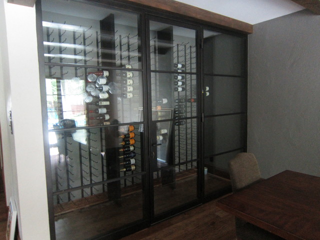 Iron And Dual Pane Glass Custom Wine Cellar Door In Texas