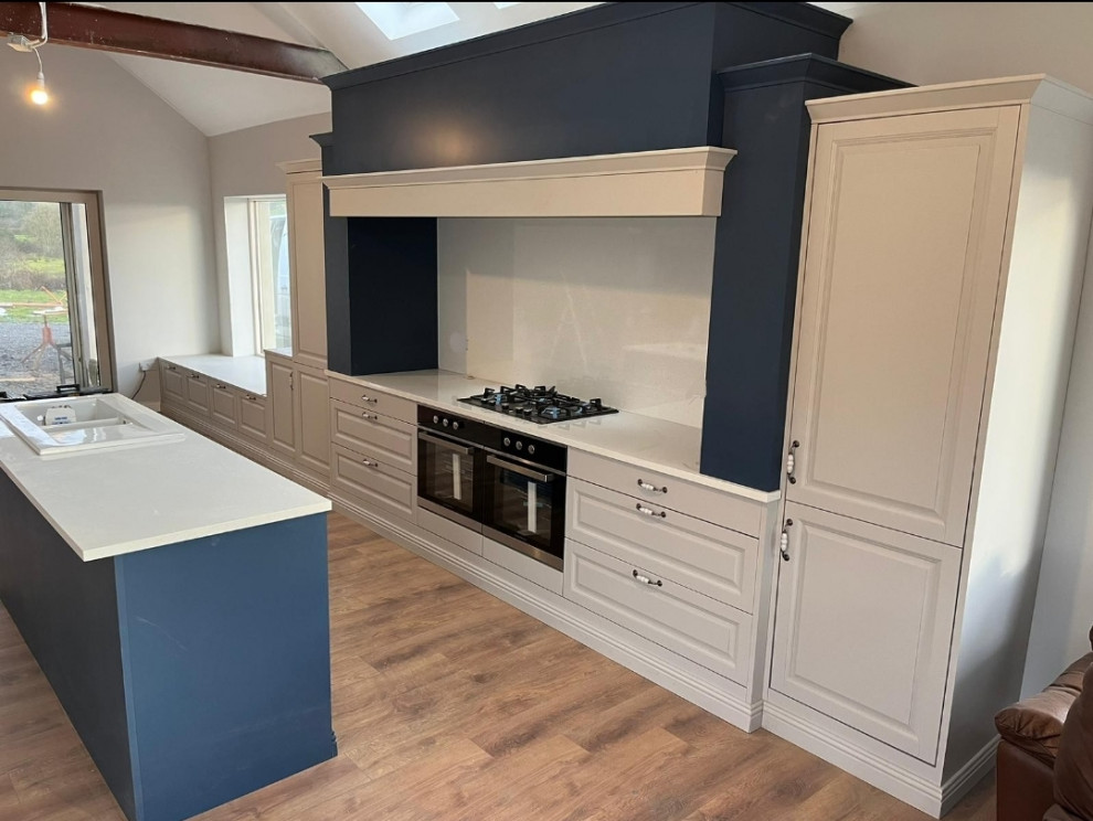 Stiffkey Blue & Light Grey Painted Kitchen With Overemantle