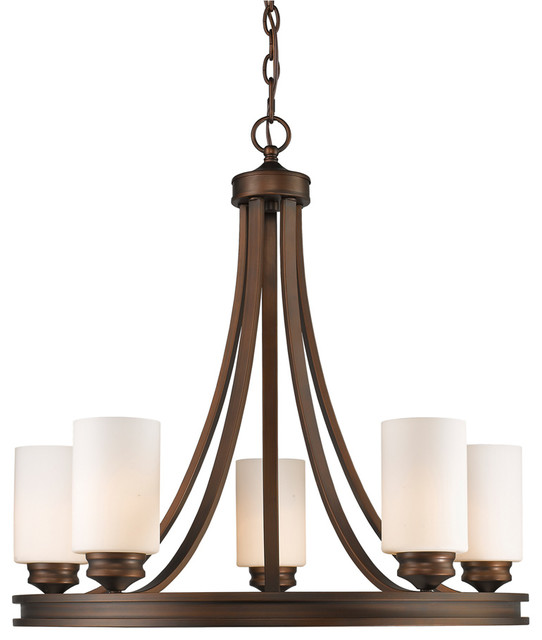Hidalgo Five-Light Chandelier in the Sovereign Bronze finish With Opal Glass