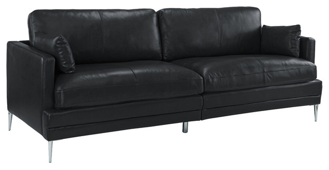 Classic Mid Century Leather Match Sofa A Low Profile Frame Black