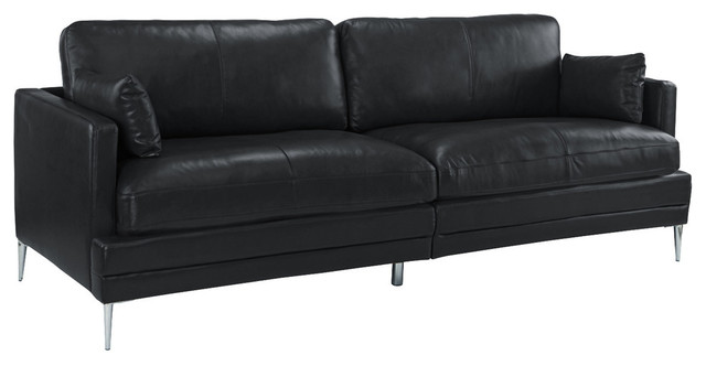 Classic Mid Century Leather Match Sofa A Low Profile Frame Black Classic Mid Century Leather Match Sofa A Low Profile Frame Black
