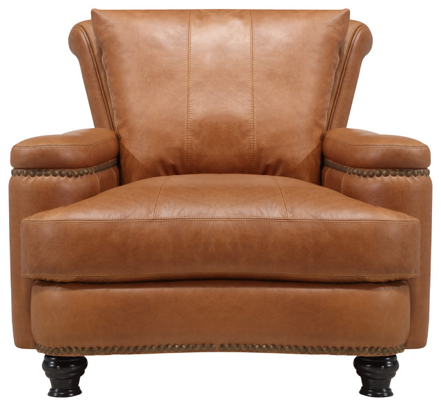 Nathan Top Grain Italian Leather Club Chair Traditional Armchairs