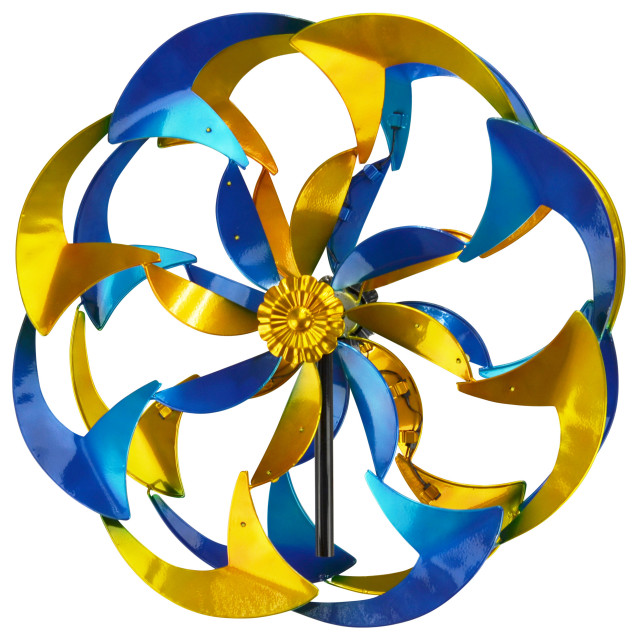 Spinner Yellow And Blue Flower Power Contemporary Garden Statues Yard Art By Red Carpet Studios Houzz Spinner Yellow And Blue Flower Power, Flower Power Garden Statues