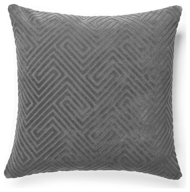 Meander Velvet Outdoor Pillow, Smoke, 22" X 22", 22" X 22" Transitional Outdoor Cushions And