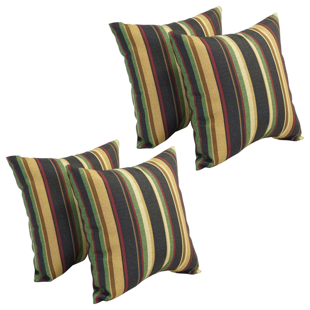 17" Square Polyester Outdoor Throw Pillows, Set of 4, Mcspence Coal