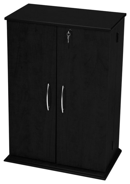 Bowery Hill 34 Locking Cd Dvd Media Storage Cabinet In Black