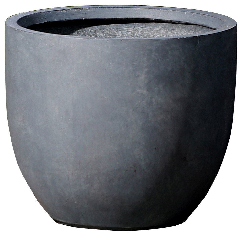 Round Stone Finish Planter (Large) Transitional Outdoor Pots And Planters by Winsome House