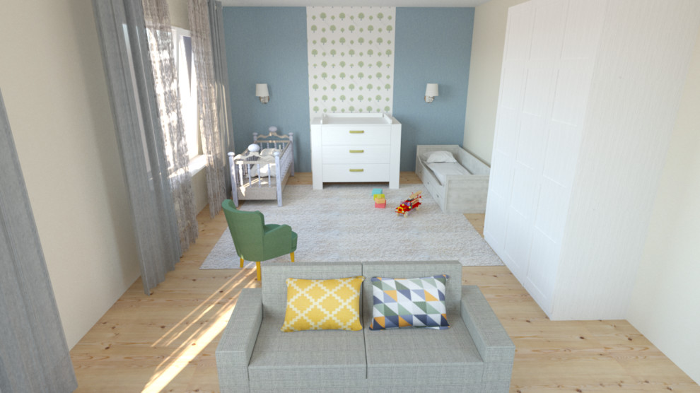 Интерьер двухкомнатной квартиры для сестры с мужем и двумя малышами