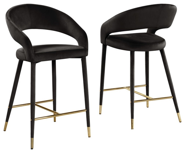 Jacques Velvet Black Counter Height Dining Chairs (Set of 2 ...