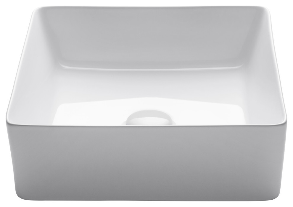 square ceramic vessel bathroom sink in white