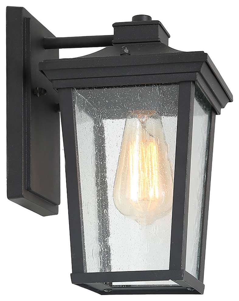 Lnc 1 Light Farmhouse Black Outdoor, 1 Light Black 18 75 In Outdoor Wall Lantern Sconce With Seeded Glass