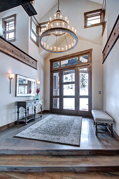 Inspiration for a rustic entryway remodel in Denver