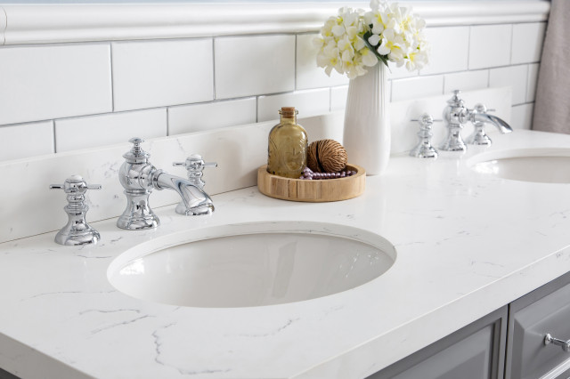 60" Palace Collection Quartz Carrara Cashmere Gray Bathroom Vanity ...