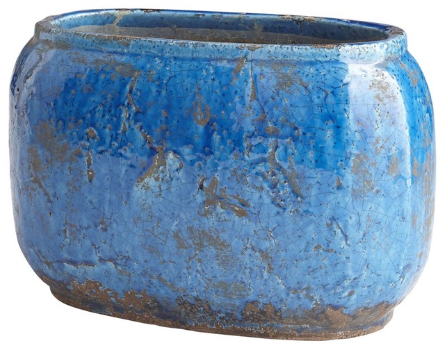 Cyan Design Ventura 14.5" Planter, Blue Glaze