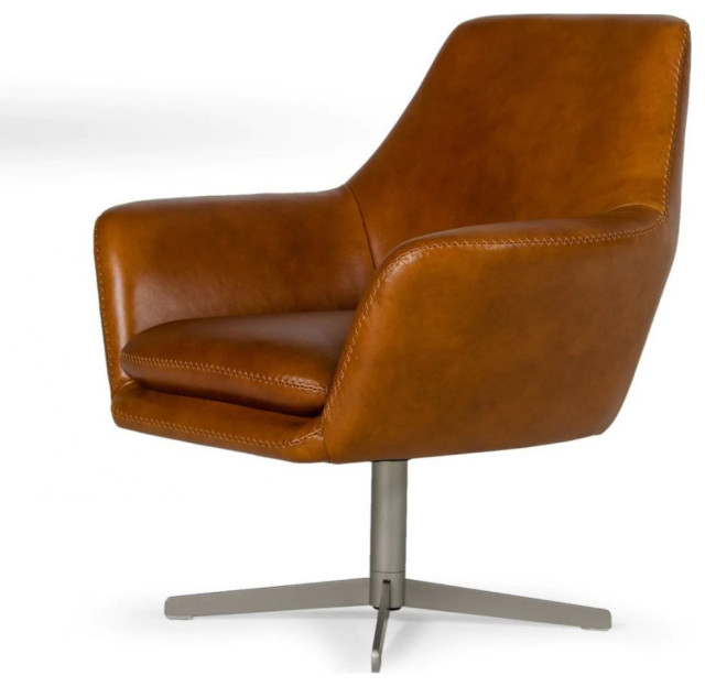 Amelia Modern Leather Swivel Lounge Chair Contemporary Armchairs
