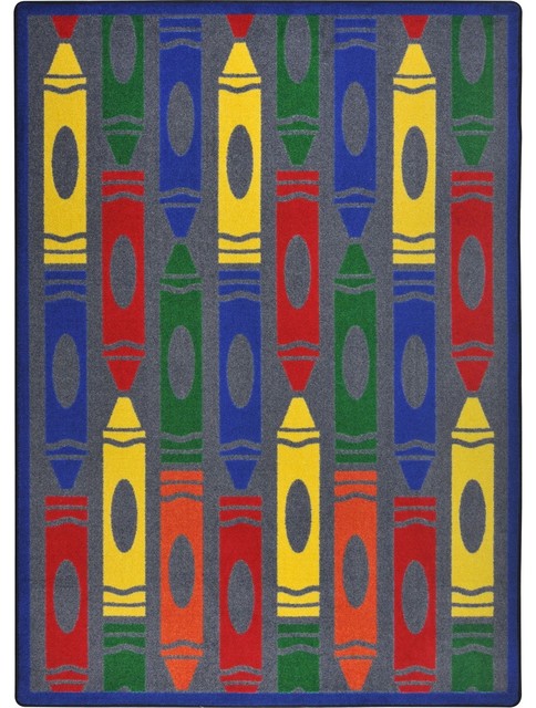 Pattern Fun Rug Playful Patterns Rug, Jumbo Crayons, Chalkdust, 3'10