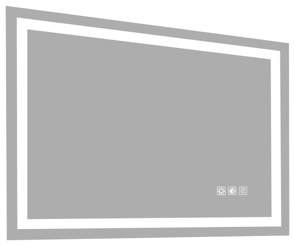 48" x 36" Rectangular Frameless Dimmable Wall Mounted LED Bathroom Vanity Mirror Modern