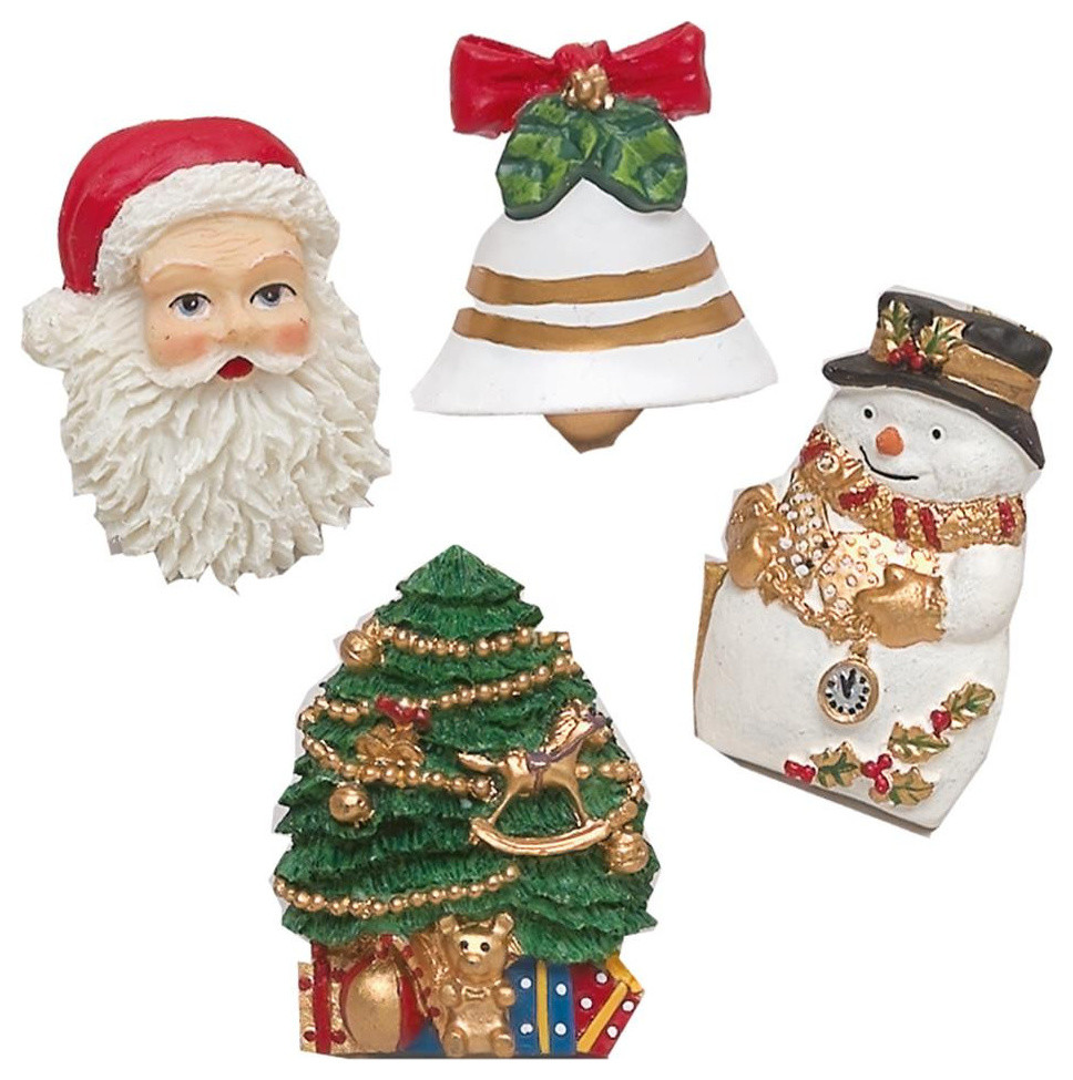 "Christmas Tyme" Resin Shower Curtain Hooks Traditional Shower