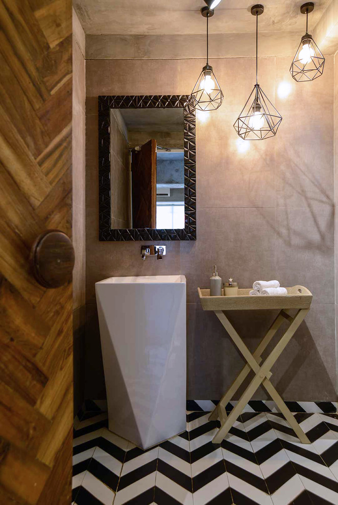 Industrial powder room in Mumbai.