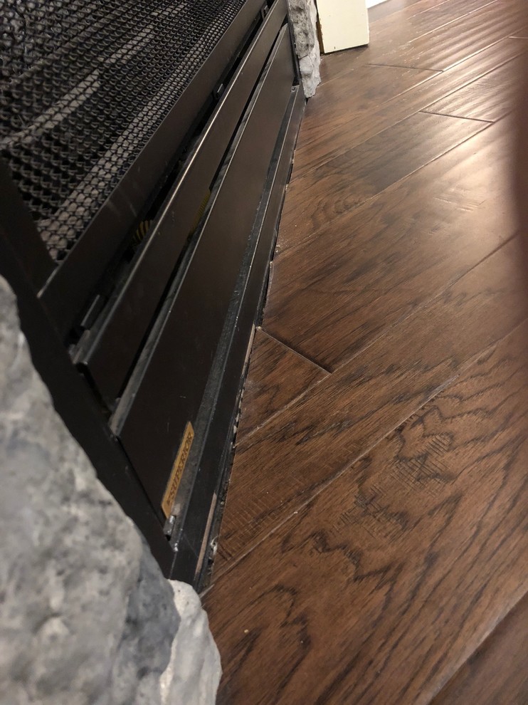 Trim or rock bottom of fireplace