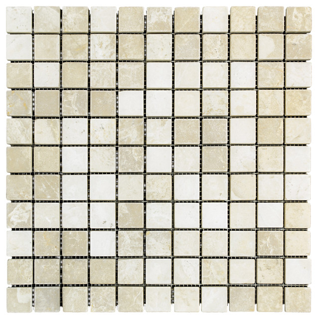 Stonetileus 10 pieces (10 Sq.ft) of Mosaic Botticino 1x1 Tumbled