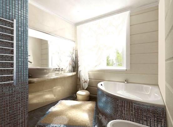 Ванная в доме из клееного бруса