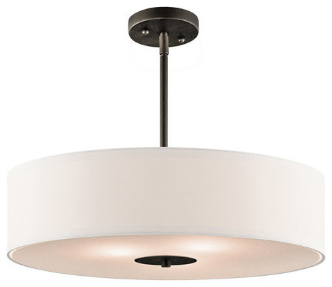 Kichler 42121oz 3 Light Indoor Pendant Or Semi Flush Light Drum Shaped Shade