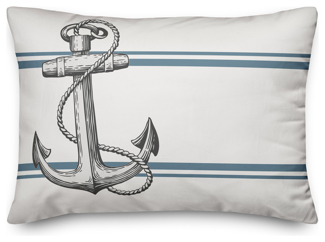 Gray Seaside Anchor Outdoor Throw Pillow 14x20 Tropical Cushions And Pillows By Designs Direct Houzz Gray Seaside Anchor Outdoor Throw, Outdoor Anchor Pillow