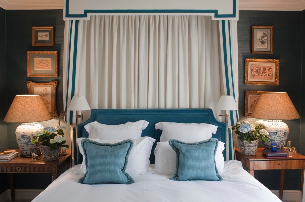 Inspiration for a traditional bedroom in London.