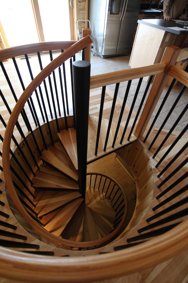 Small traditional wood spiral staircase in Philadelphia.