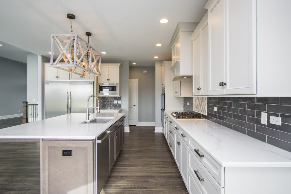 Example of a transitional kitchen design in Chicago